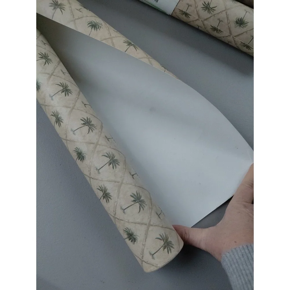 Waverly Wallpaper Palm Tree 3 Rolls 56 sq ft EACH Tropical Countryside NEW Beige - Picture 6 of 7